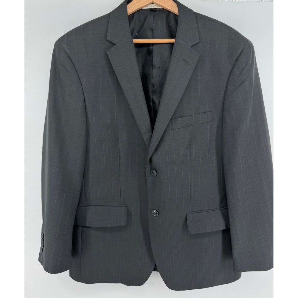 Angelo Rossi Mens Charcoal Pinstripe Blazer Sport Coat 42S Microtech Stretch 951
